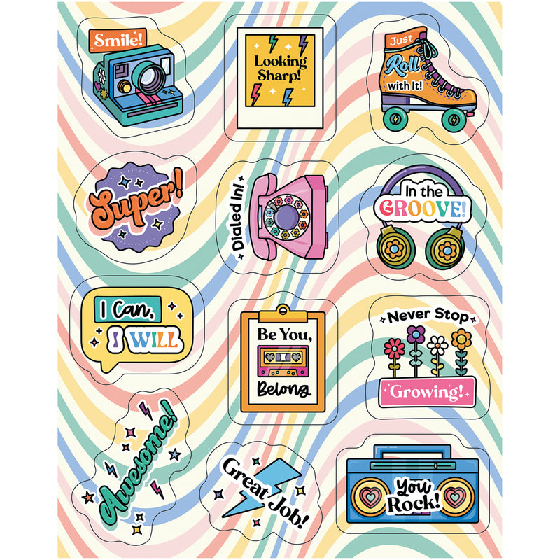 Happily Ever Elementary Retro Remix Motivators Motivational Stickers, 72 Per Pack, 6 Packs