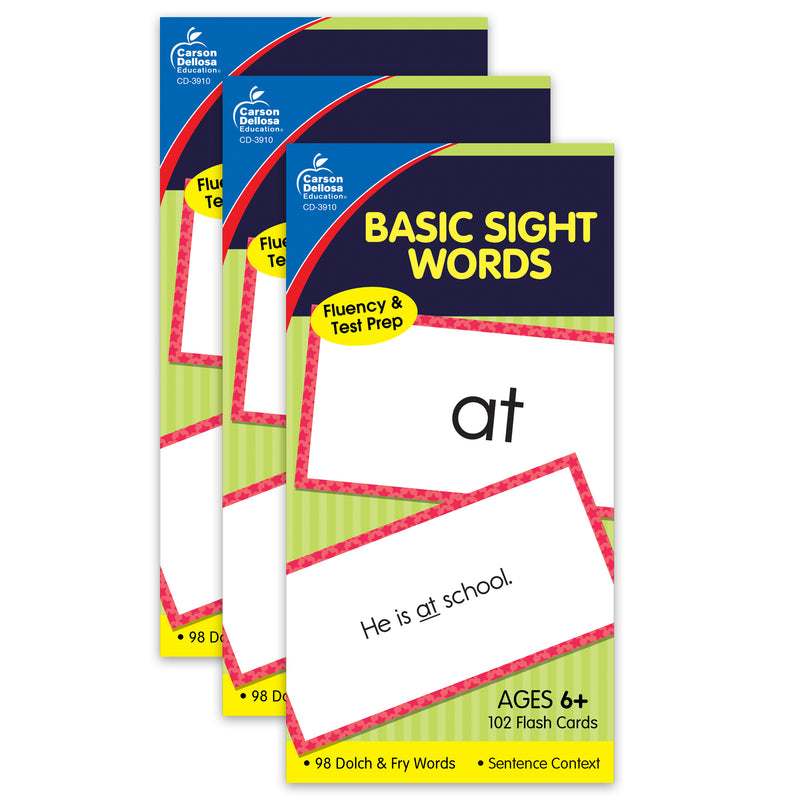 (3 Ea) Flashcards Basic Sight Words