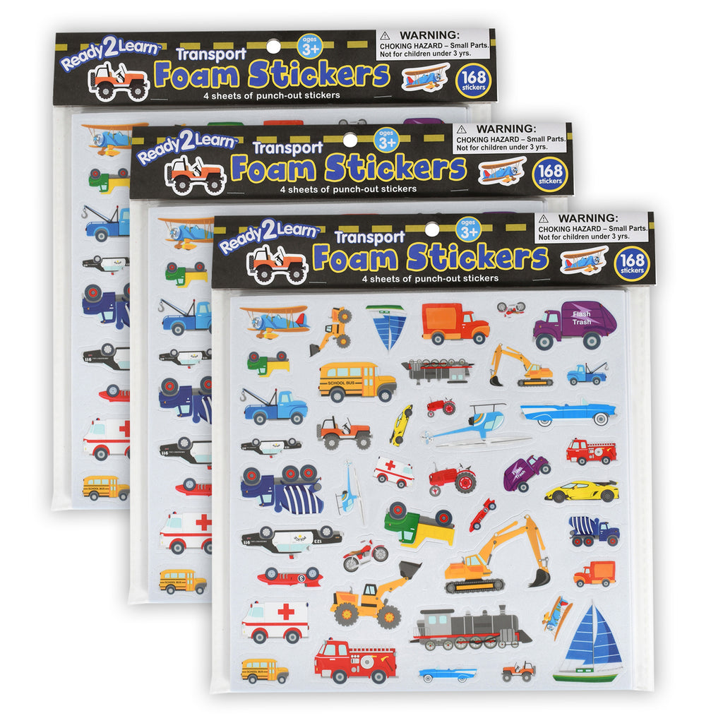 (3 Pk) Foam Stickers Transport