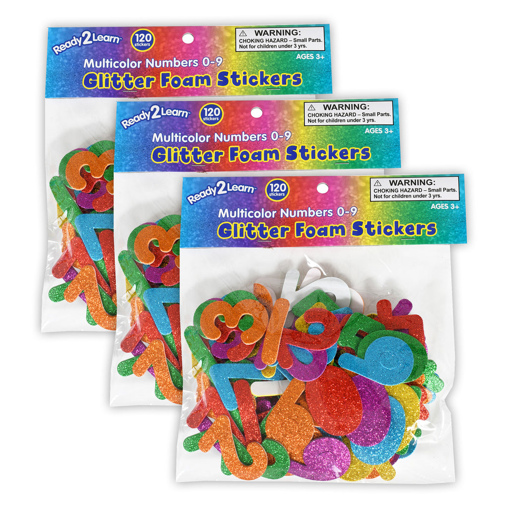 (3 Pk) Glitter Foam Sticker Numbers Multi