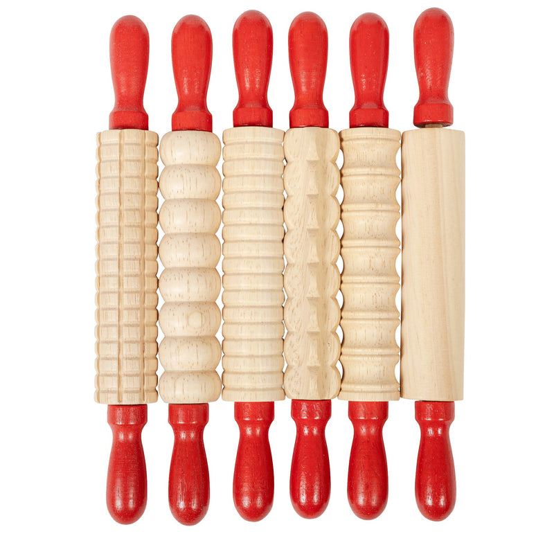 Mini Textured Wood Rolling Pins 6/st