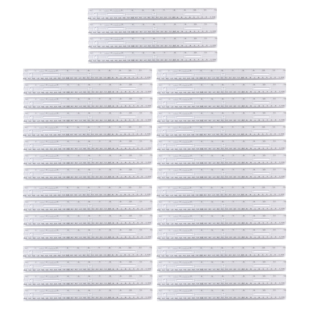 36pk 12in Plastic Ruler Clear