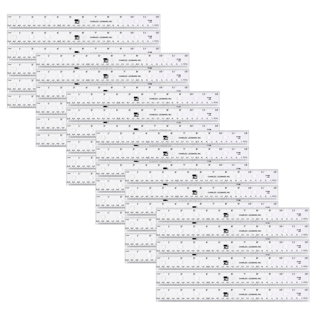 36pk Translucent 12in Plastic Ruler