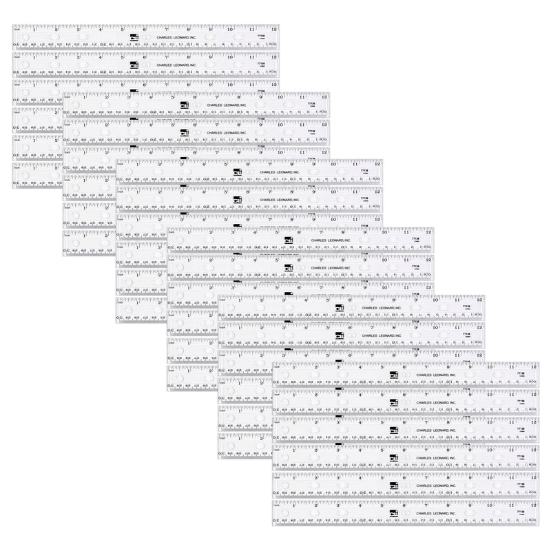 36pk Translucent 12in Plastic Ruler