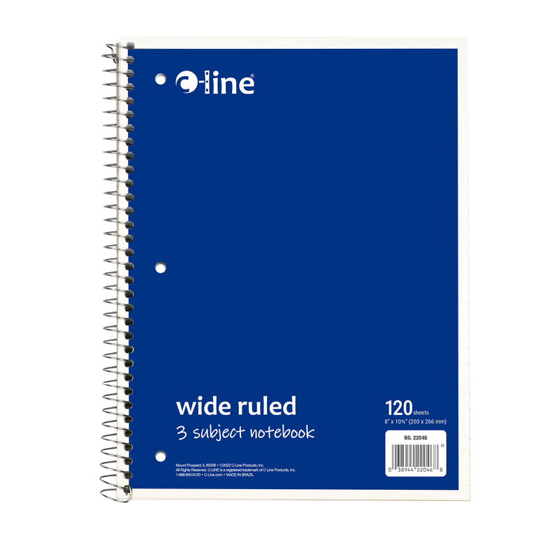 3 Sub Notebook Wide Ruled Assorted