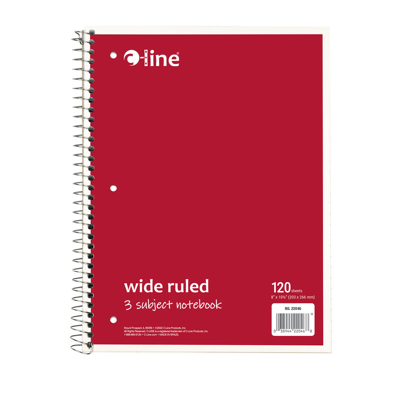 3 Sub Notebook Wide Ruled Assorted