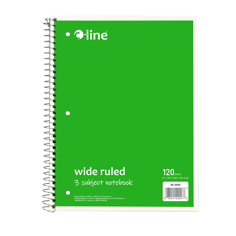 3 Sub Notebook Wide Ruled Assorted