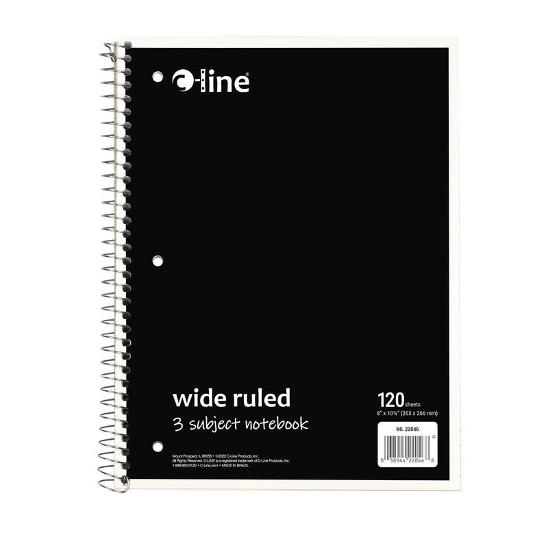 3 Sub Notebook Wide Ruled Assorted