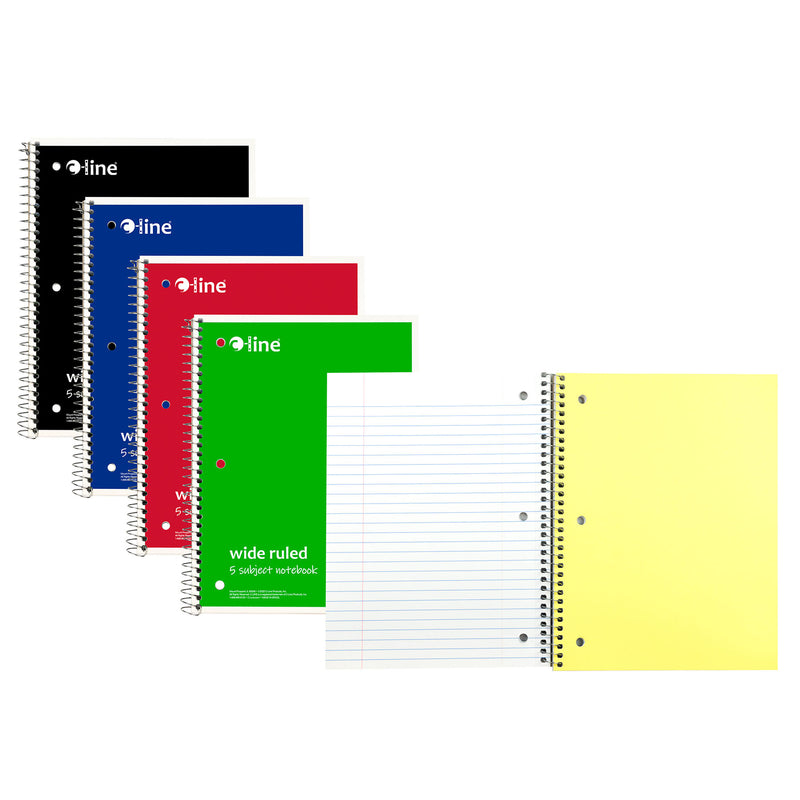 5 Sub Notebook Wide Ruled Assorted