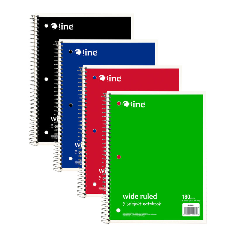 5 Sub Notebook Wide Ruled Assorted