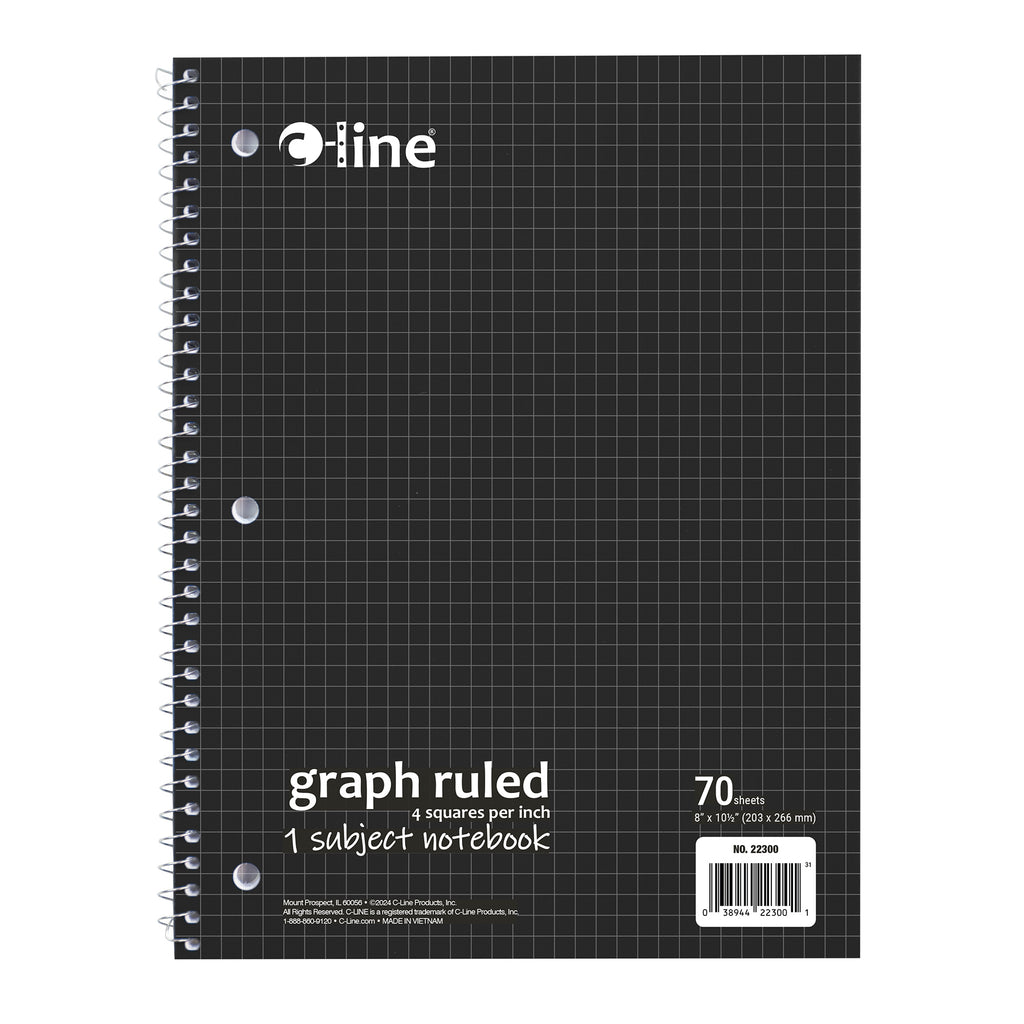 1-subject Notebook Graph Ruled 4x4 Black