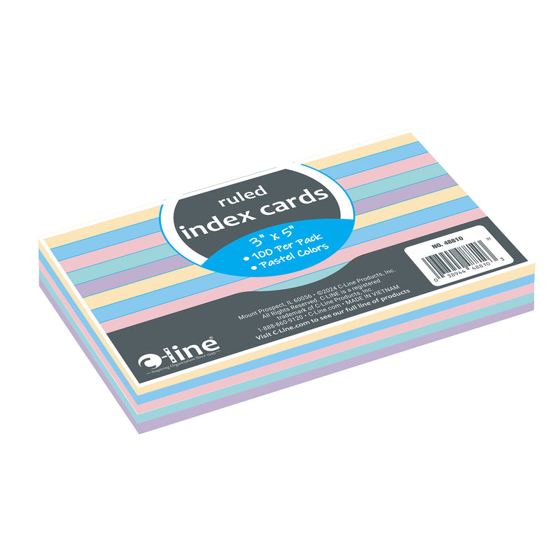 3 X 5 Index Cards Ruled Asst Colors