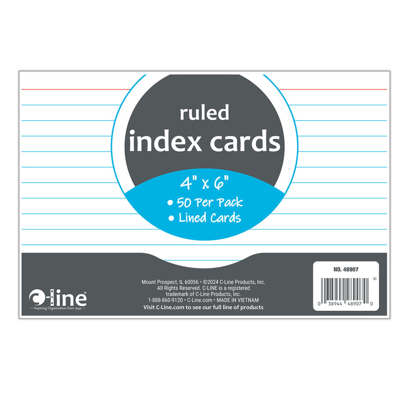 4 X 6 Index Cards White Ruled 50ct