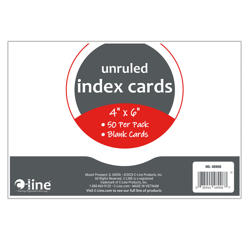 4x6 Index Cards White Unruled 50ct