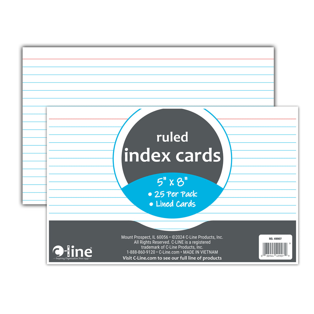 5 X 8 Index Cards White Ruled 25ct