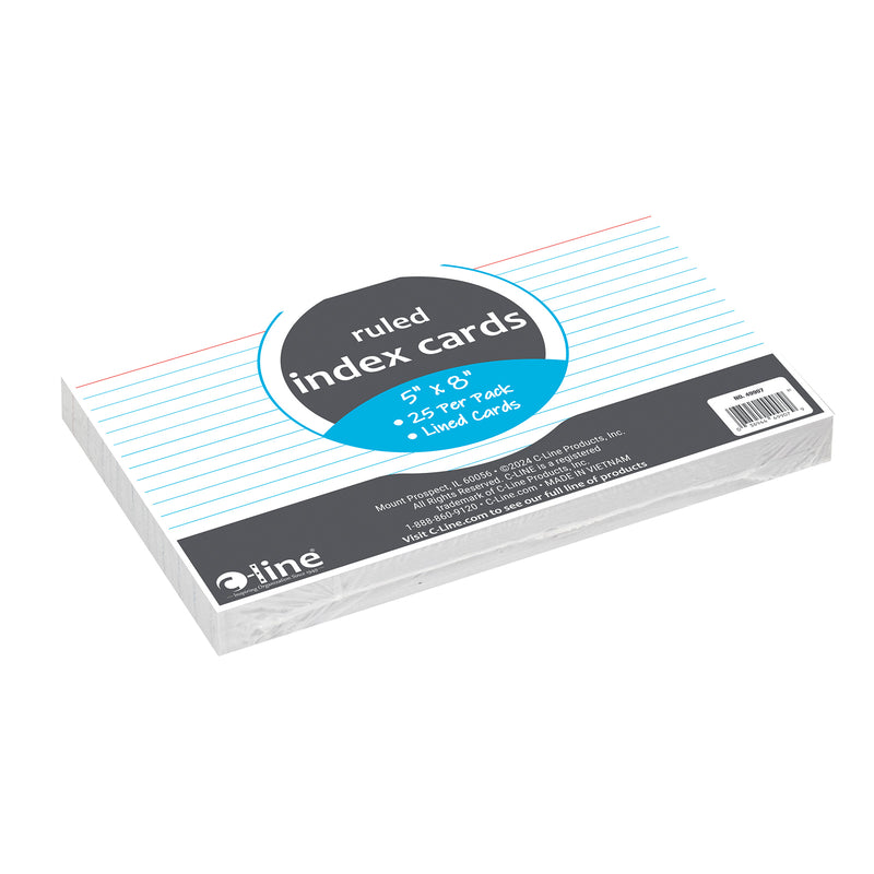 5 X 8 Index Cards White Ruled 25ct