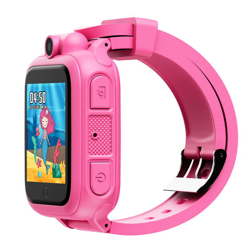 KW1 Smart Watch for Kids with Educational Games, HD Touch Screen, Camera, and MP3 Music Player, Pink