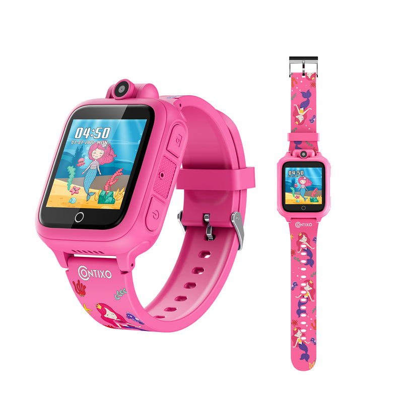 KW1 Smart Watch for Kids with Educational Games, HD Touch Screen, Camera, and MP3 Music Player, Pink