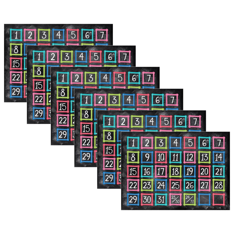 Colorful Chalk Calendar Days, 35 Per Pack, 6 Packs