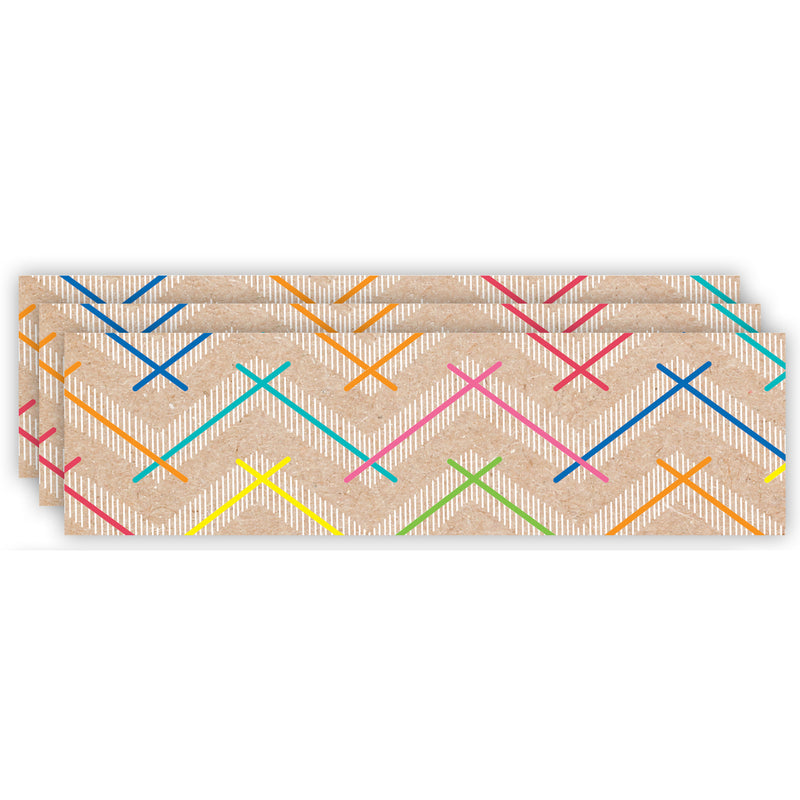 Krafty Pop Colorful Kraft Chevron EZ Border, 48 Feet Per Pack, 3 Packs