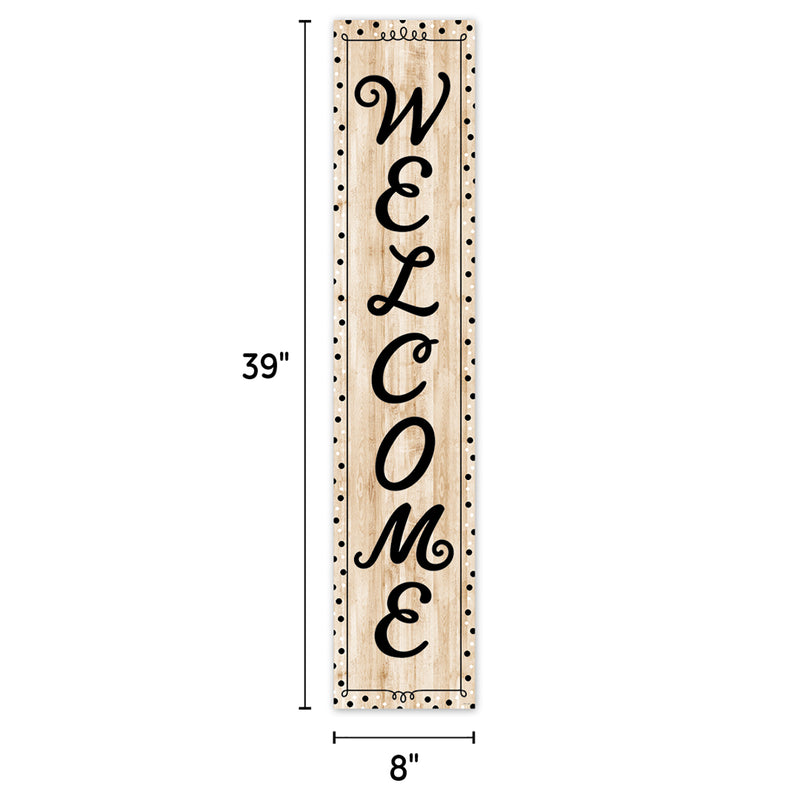 Black White & Wood Welcome Banner