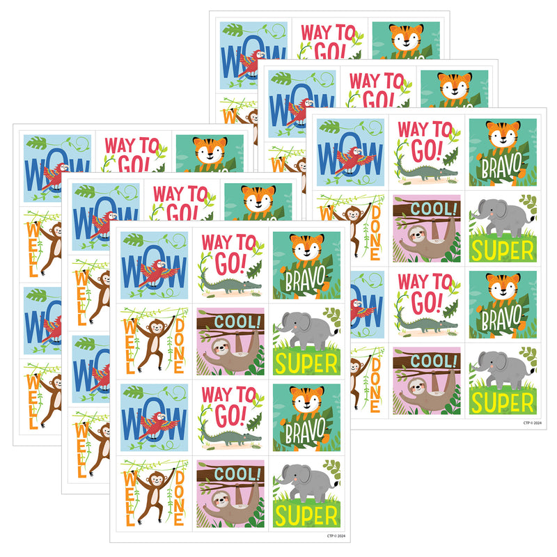 Jungle Friends Reward Stickers, 60 Per Pack, 6 Packs