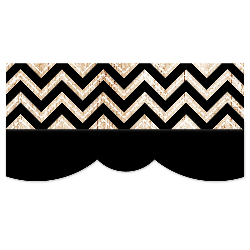 Core Decor Black and Wood Chevron EZ Border, 48 Feet Per Pack, 3 Packs