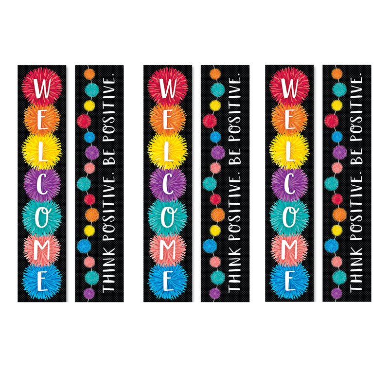 Pom-Poms Welcome Banner (2-sided), Pack of 3