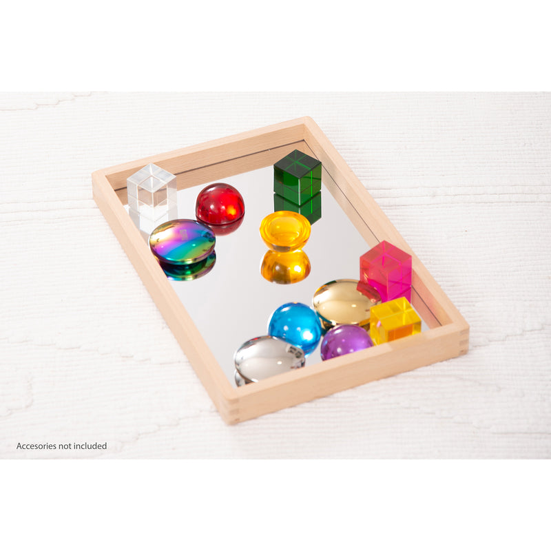 Small Wooden Mirror Tray