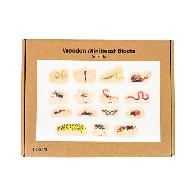 Wooden Minibeast Blocks Set Of 15