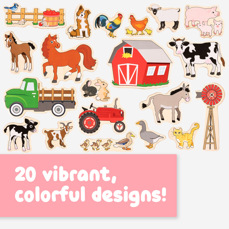 Wooden Magnets Farm 20/st