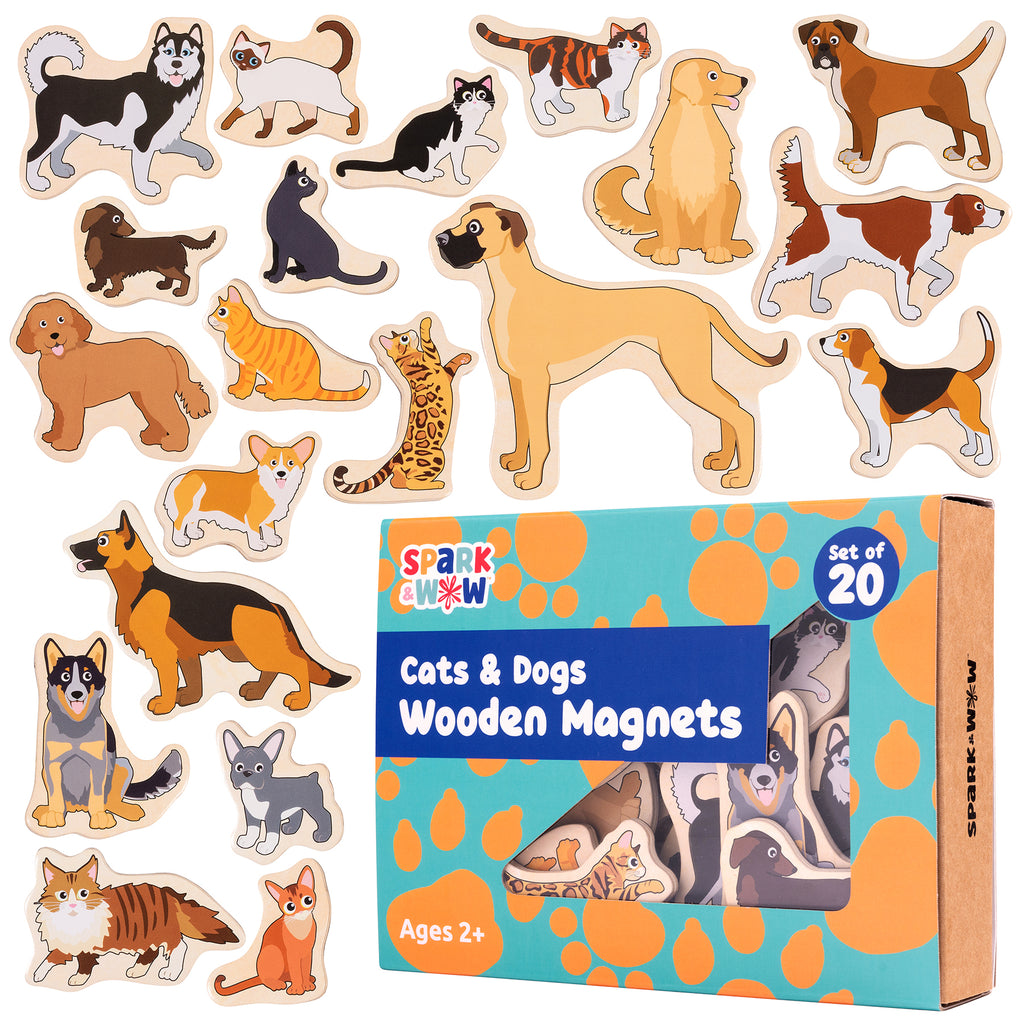 Wooden Magnets Cats & Dogs 20/st
