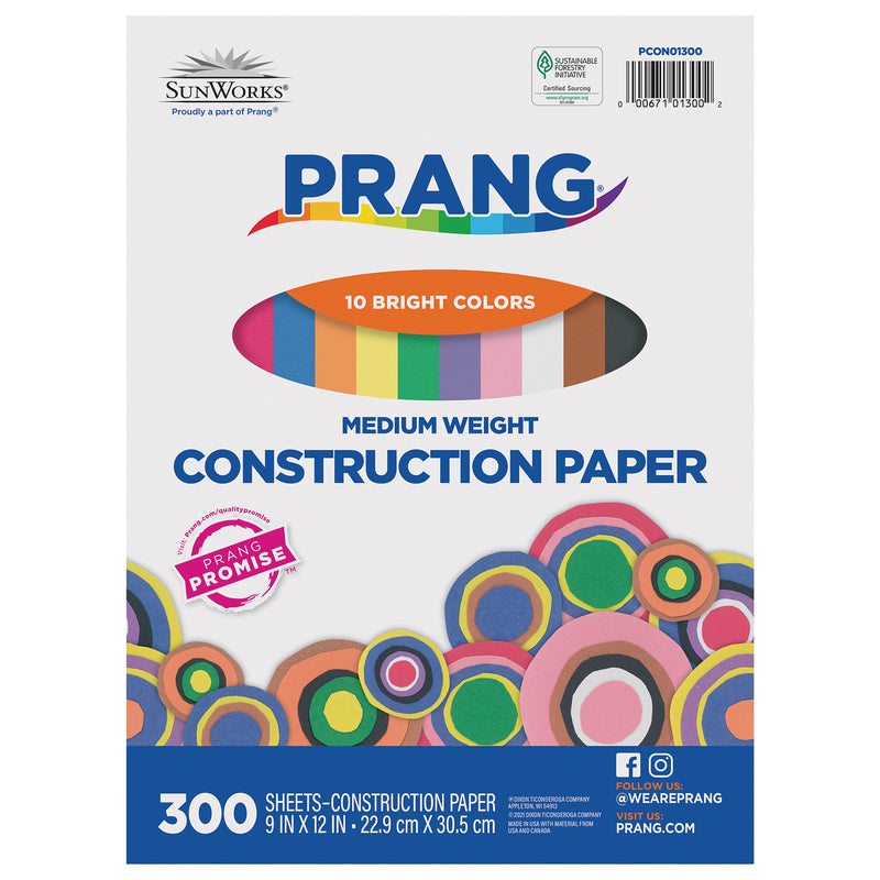 9x12 Construction Paper 300 Sheets 10 Assorted Colors