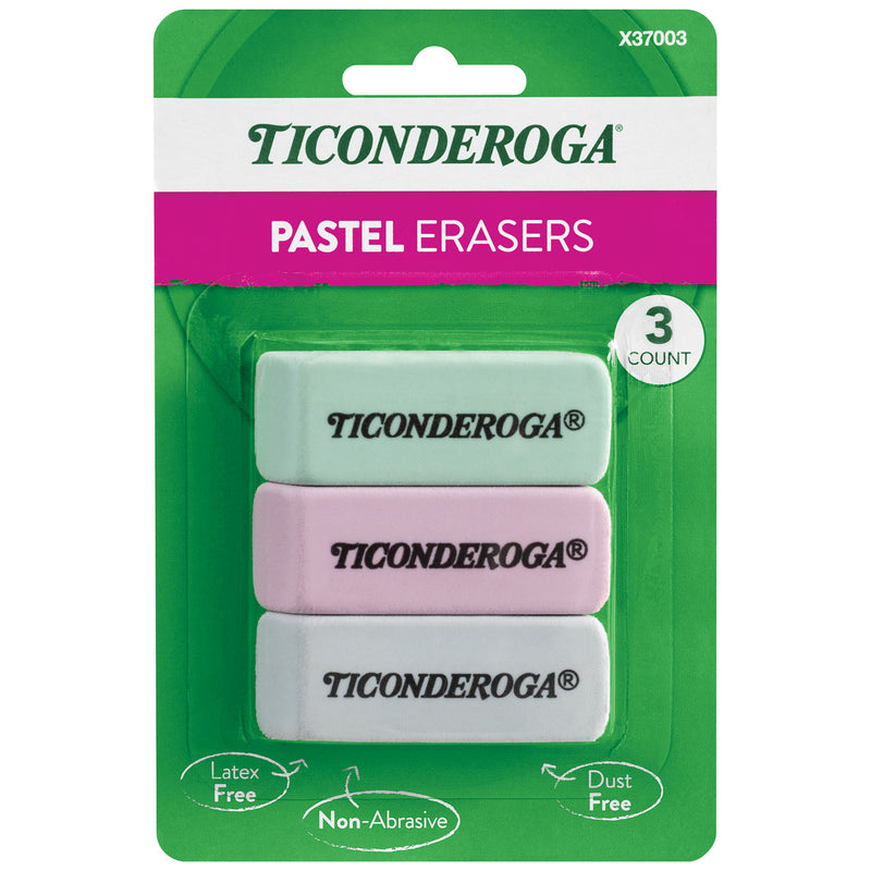 3ct Pastel Wedge Eraser Ticonderoga