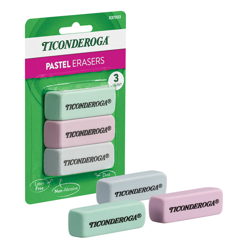 3ct Pastel Wedge Eraser Ticonderoga