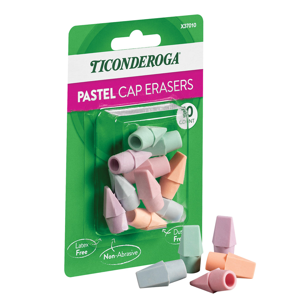 10ct Pastel Cap Eraser Ticonderoga