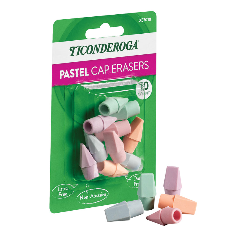 10ct Pastel Cap Eraser Ticonderoga