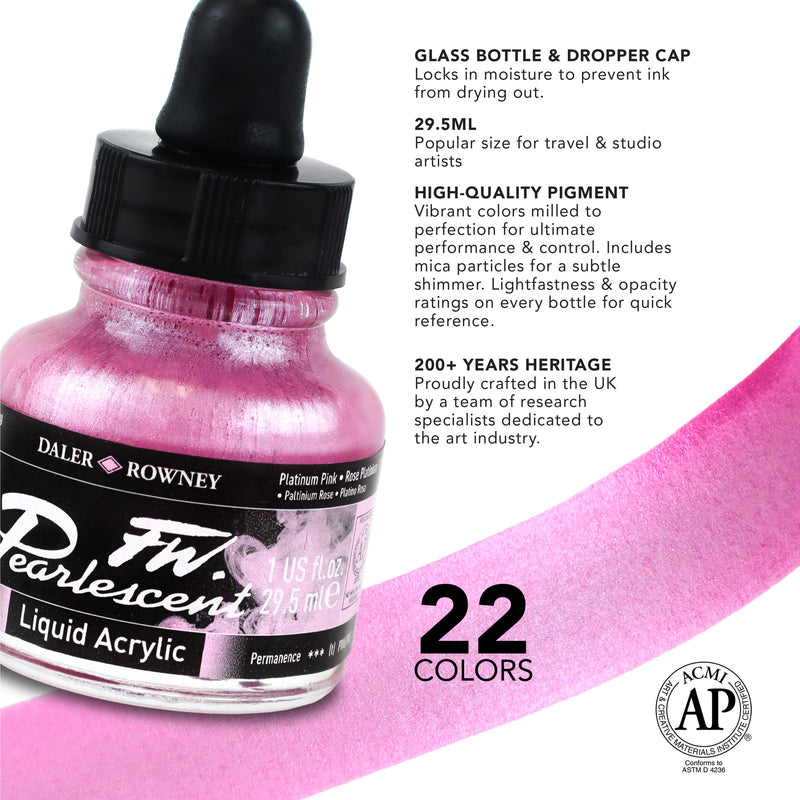 Fw Acrylic Ink Pearlescent Black Daler-rowney 29.5ml