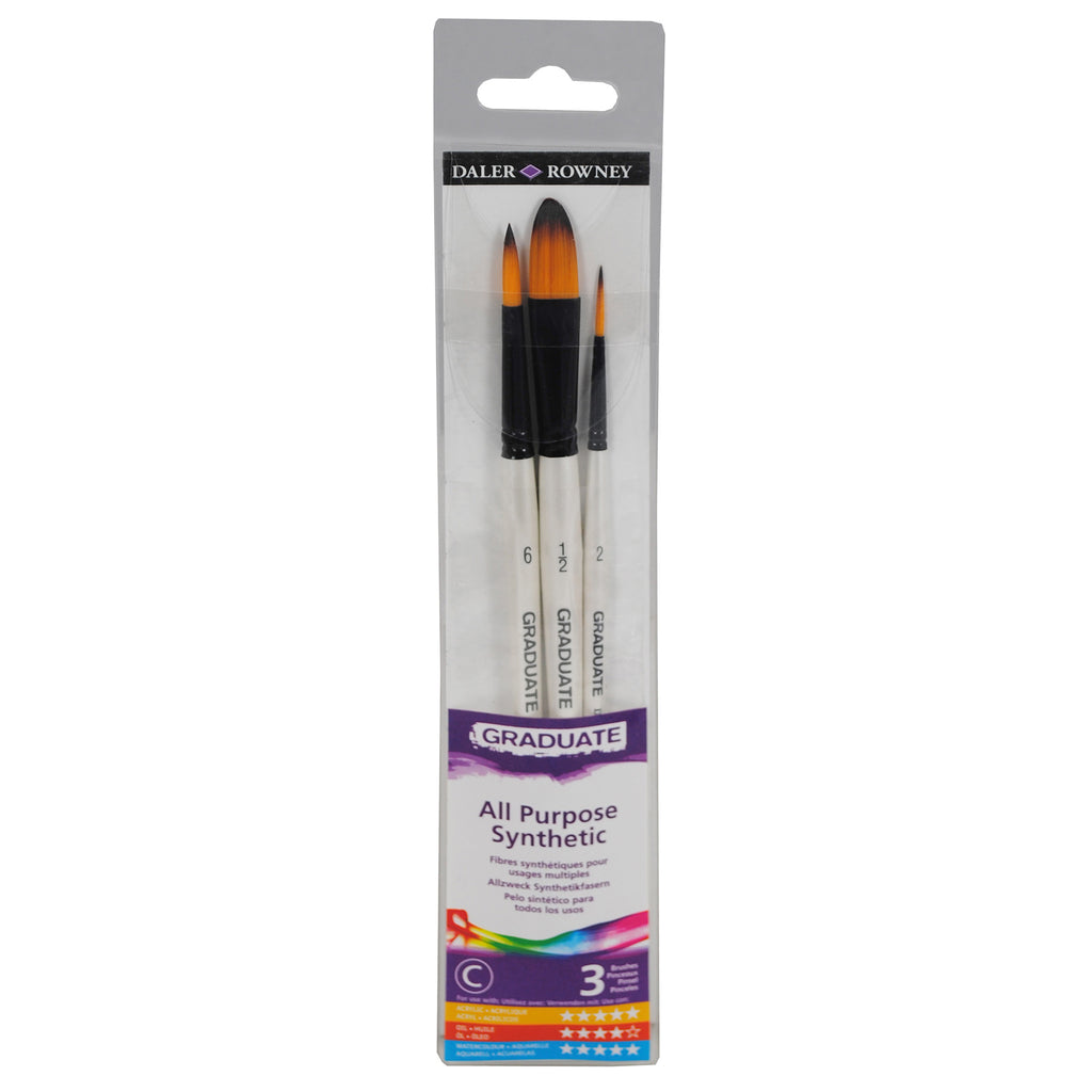 Graduate Watercolor Brush Set 3ct Synthetic