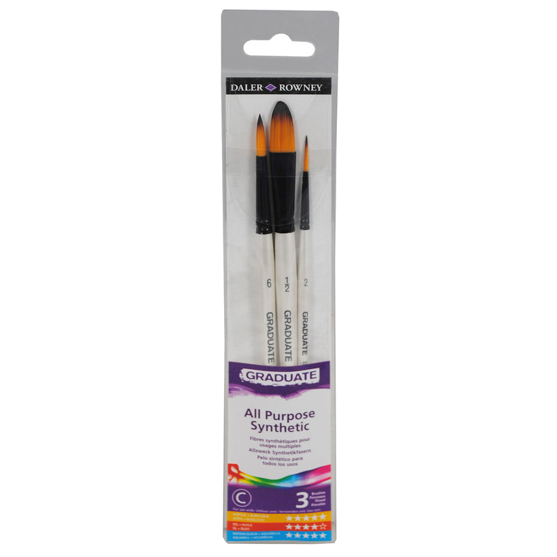 Graduate Watercolor Brush Set 3ct Synthetic