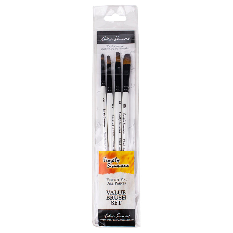 Simply Simmons Filbert Brush 4ct Short White