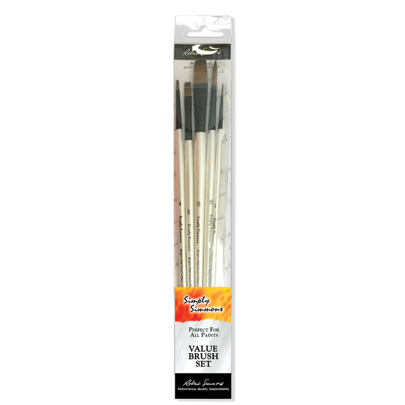 Simply Simmons Brush Set White 5ct Synthetic Long Handle