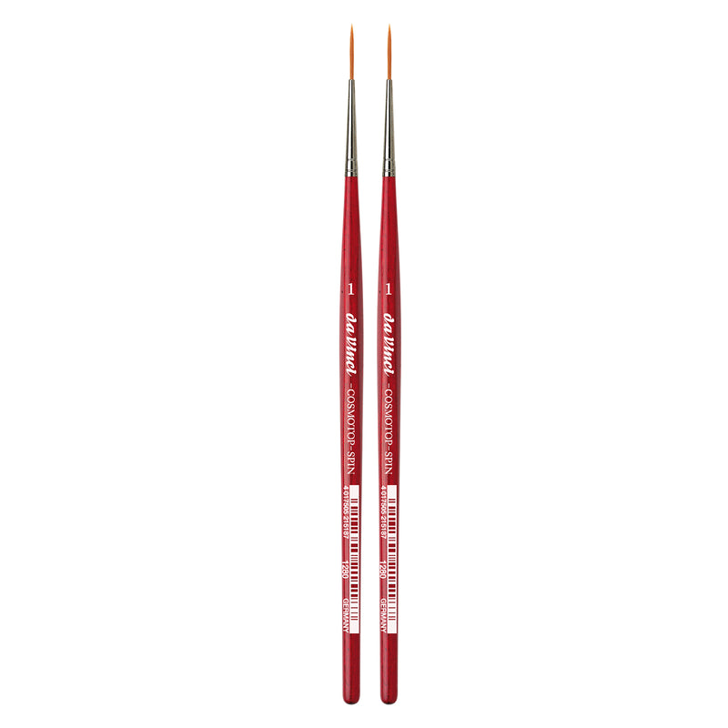 COSMOTOP-SPIN Rigger Brush, Synthetic, Acrylic & Watercolor, Pointed Liner, Series 5880, Size 1, Pack of 2