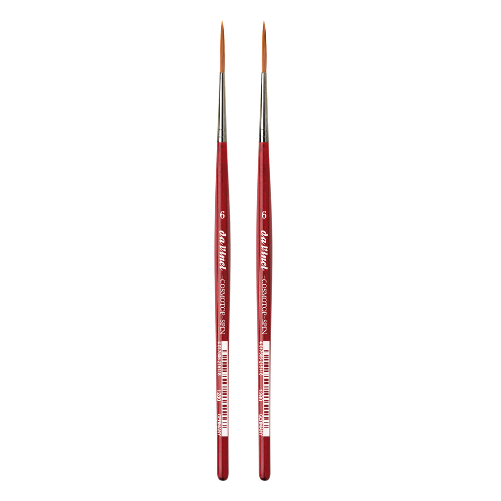 COSMOTOP-SPIN Rigger Brush, Synthetic, Acrylic & Watercolor, Pointed Liner, Series 5880, Size 6, Pack of 2
