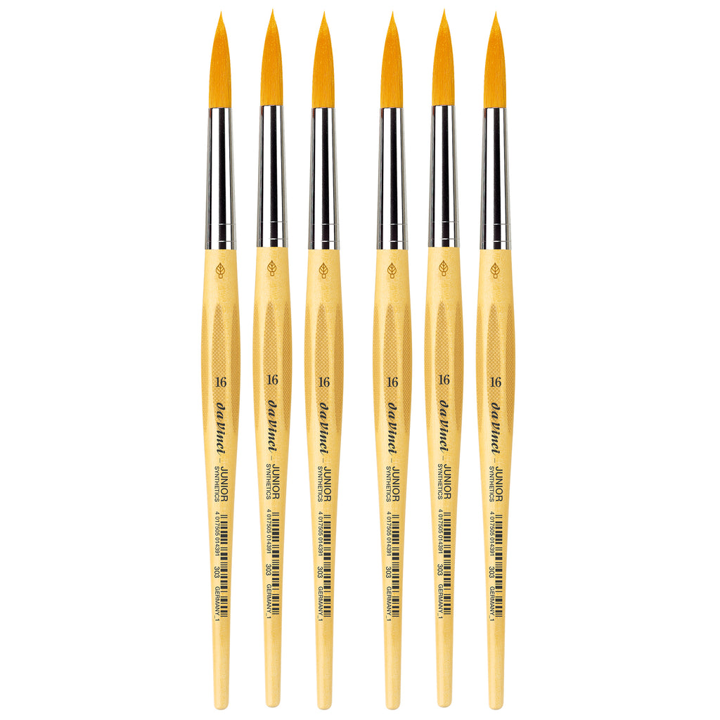 JUNIOR Synthetics Student Brush, Synthetic, Tempera, Round, Series 303, Size 1, Pack of 6