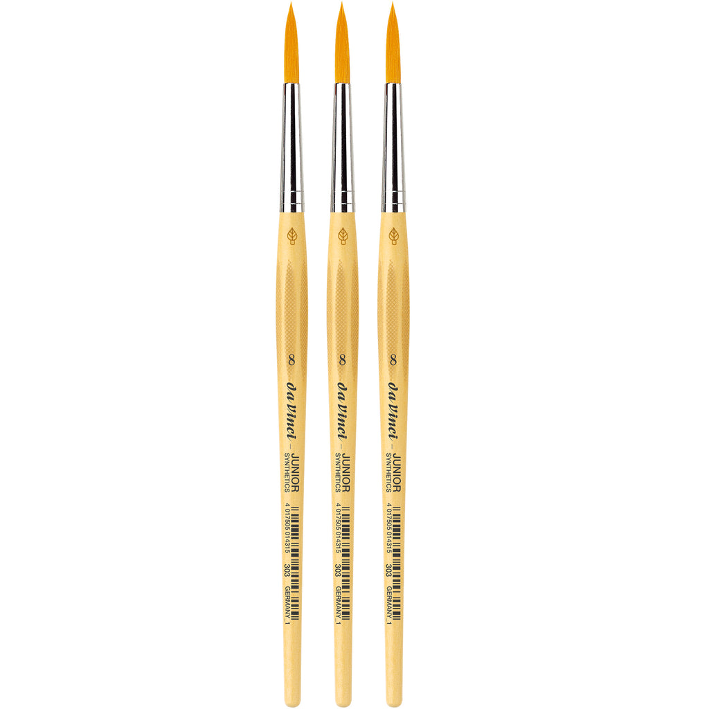 JUNIOR Synthetics Student Brush, Synthetic, Tempera, Round, Series 303, Size 8, Pack of 3