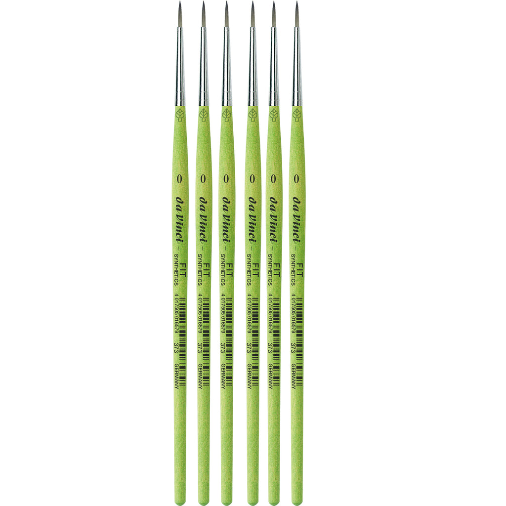 FIT Synthetics Student Brush, Synthetic, Acrylic & Tempera, Round, Series 373, Size 0, Pack of 6