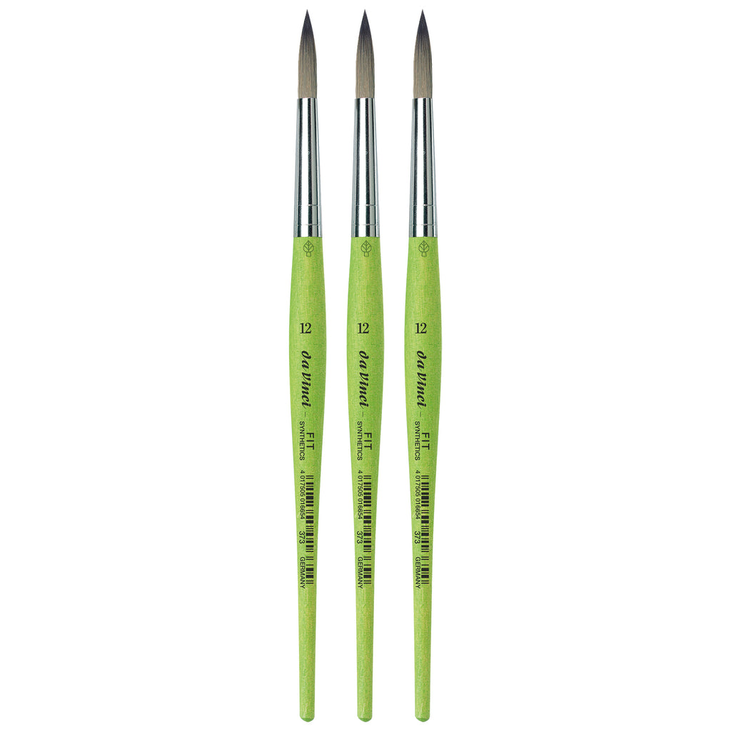 FIT Synthetics Student Brush, Synthetic, Acrylic & Tempera, Round, Series 373, Size 12, Pack of 3