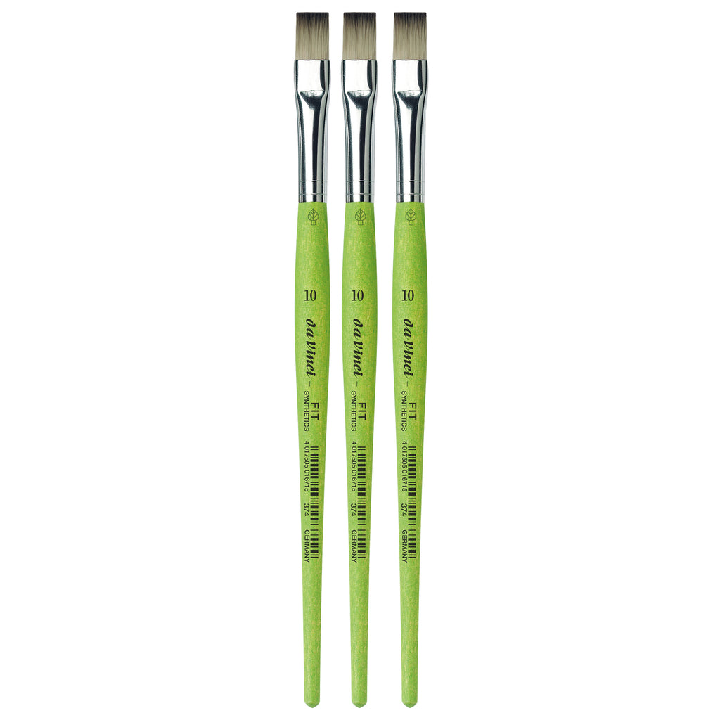 FIT Synthetics Student Brush, Synthetic, Acrylic & Tempera, Flat, Series 374, Size 10, Pack of 3
