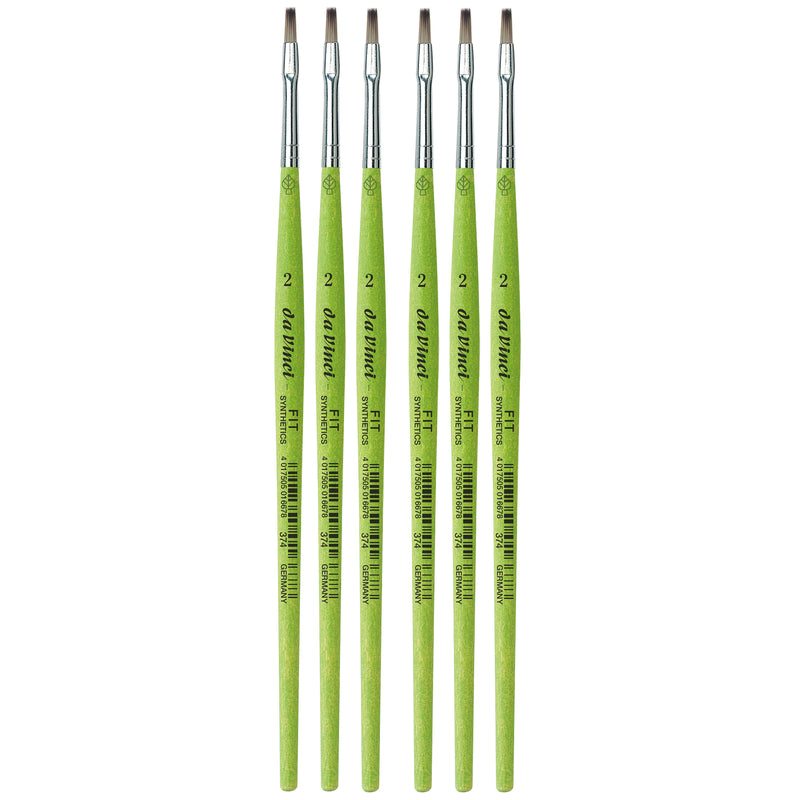 FIT Synthetics Student Brush, Synthetic, Acrylic & Tempera, Flat, Series 374, Size 2, Pack of 6